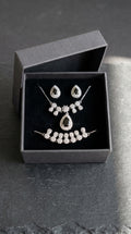 Royal Black Zircon Bridal Pendant Necklace, Earring & Bracelet Set