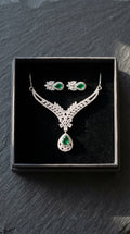 Royal Seafoam Turquoise Zircon Square-Cut Halo Pendant & Earring Set