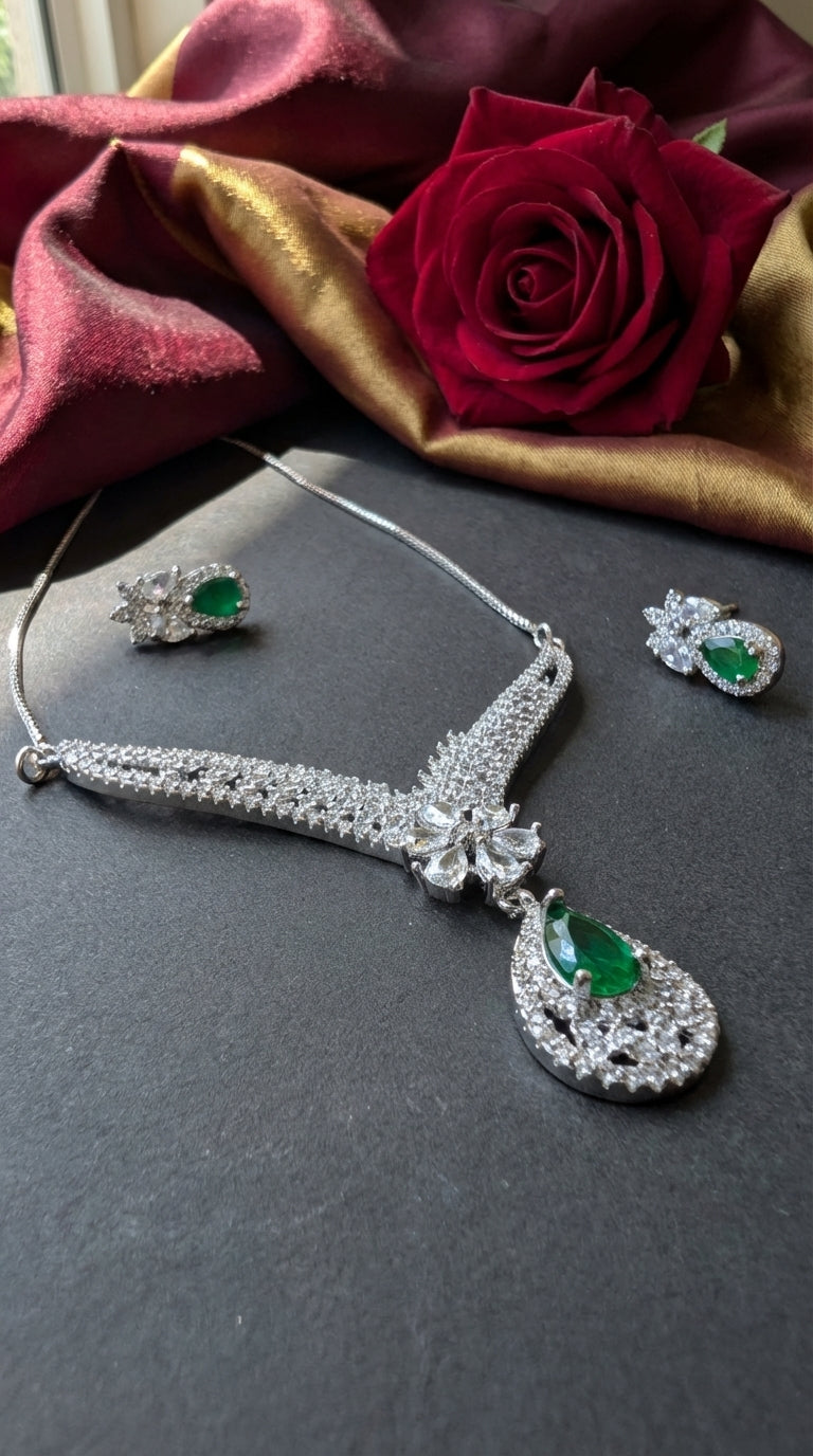 Royal Seafoam Turquoise Zircon Square-Cut Halo Pendant & Earring Set